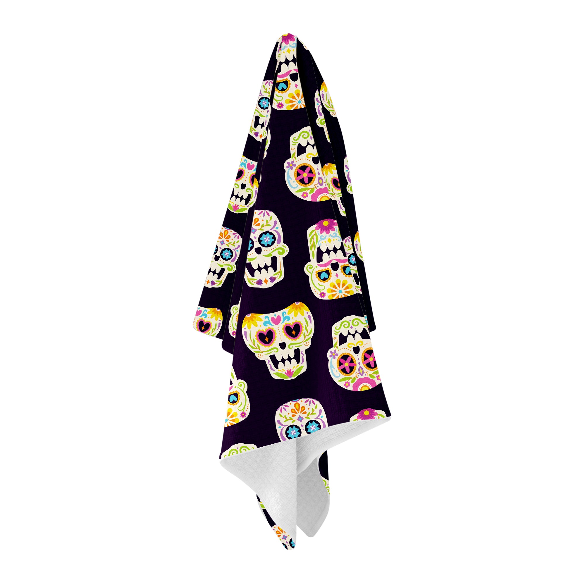 Sugar Skull Purple Flag Golf Towel - Shop.GolfersAuthority
