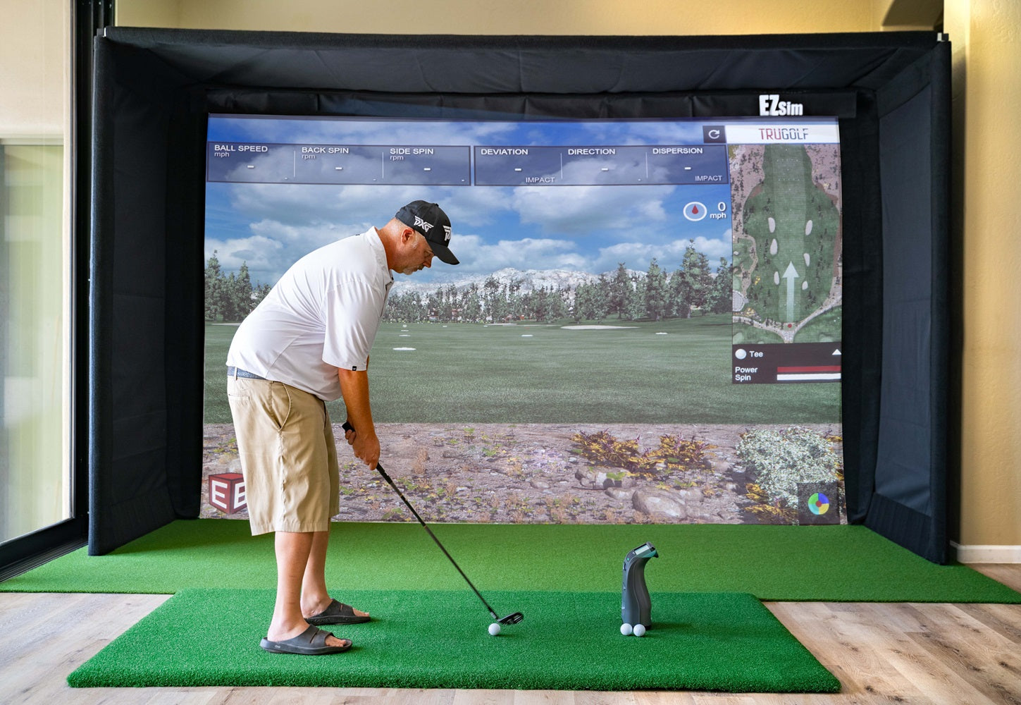 garage golf simulator setup