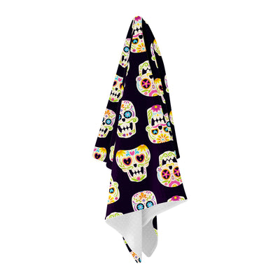 Sugar Skull Purple Flag Golf Towel - Shop.GolfersAuthority
