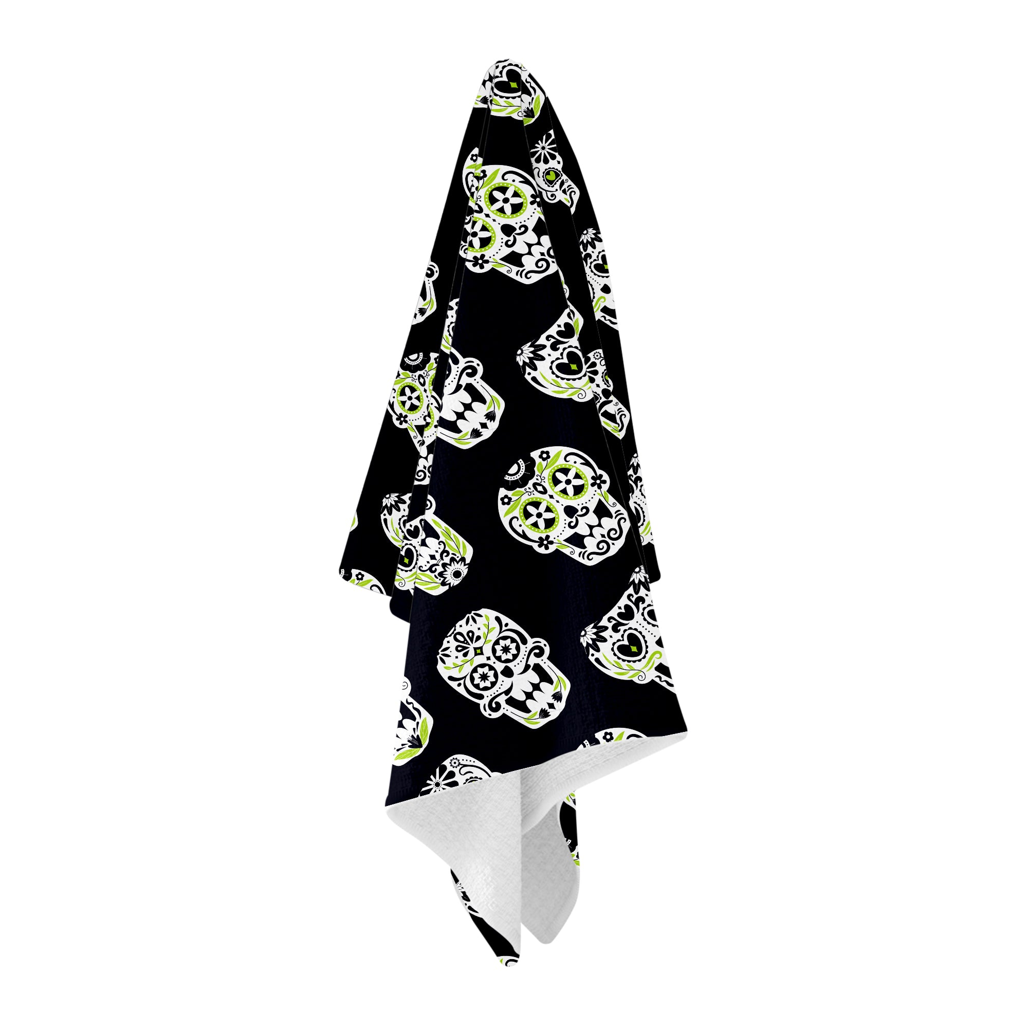 Sugar Skull Black Golf Towel