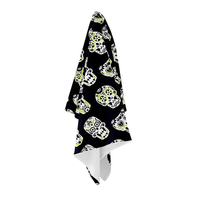 Sugar Skull Black Golf Towel - Shop.GolfersAuthority