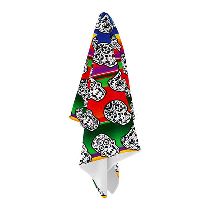 Serape Sugar Skull White Golf Towel