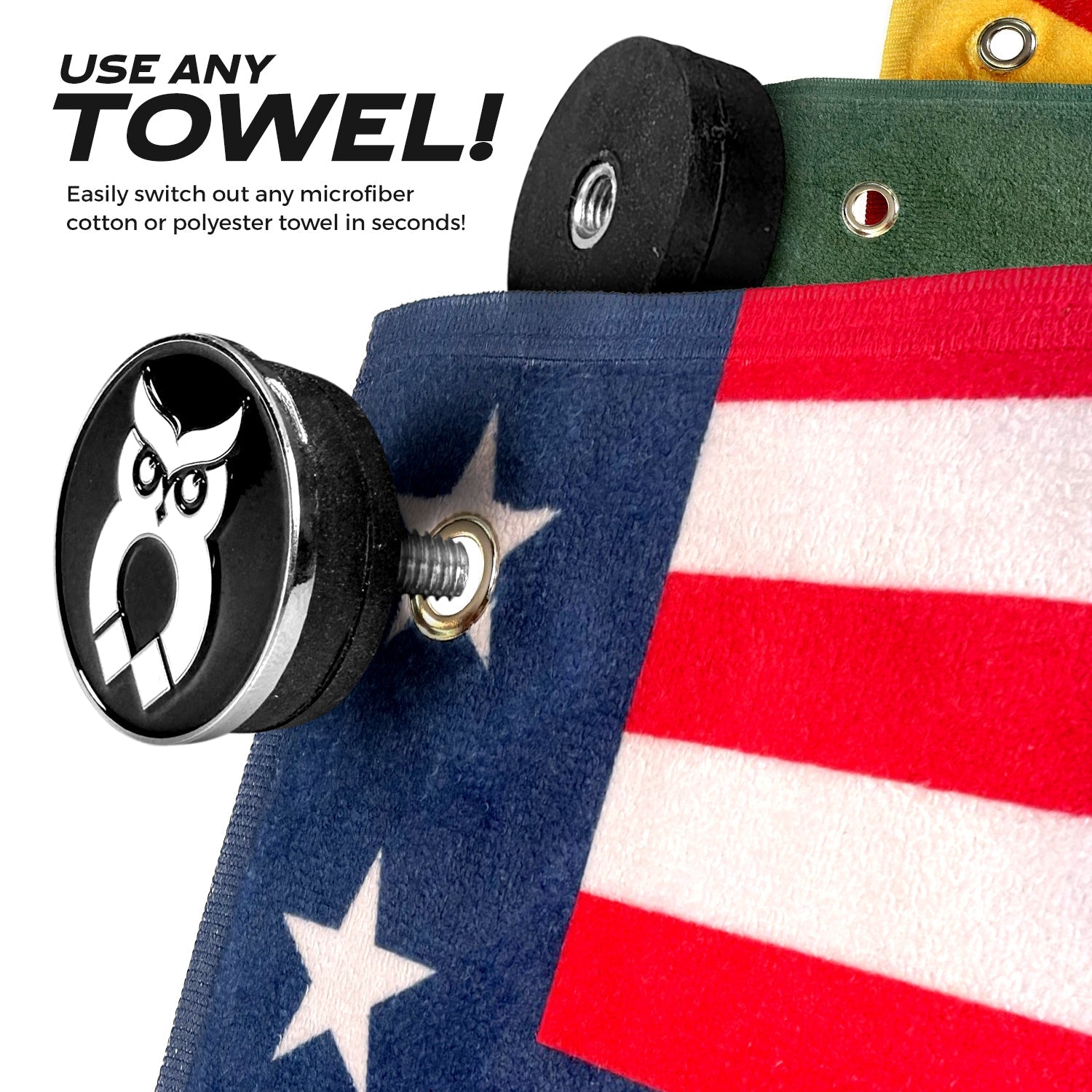 Green MagnetOwl Golf Towel Kit