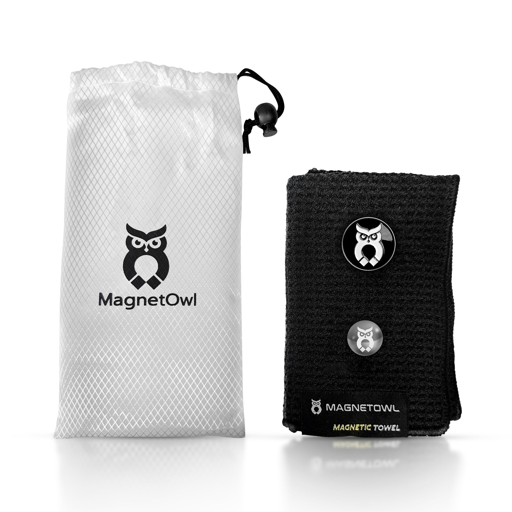 Black MagnetOwl Golf Towel Kit