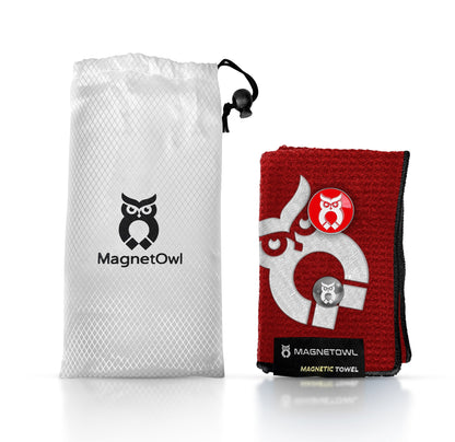 Red MagnetOwl Golf Towel Kit