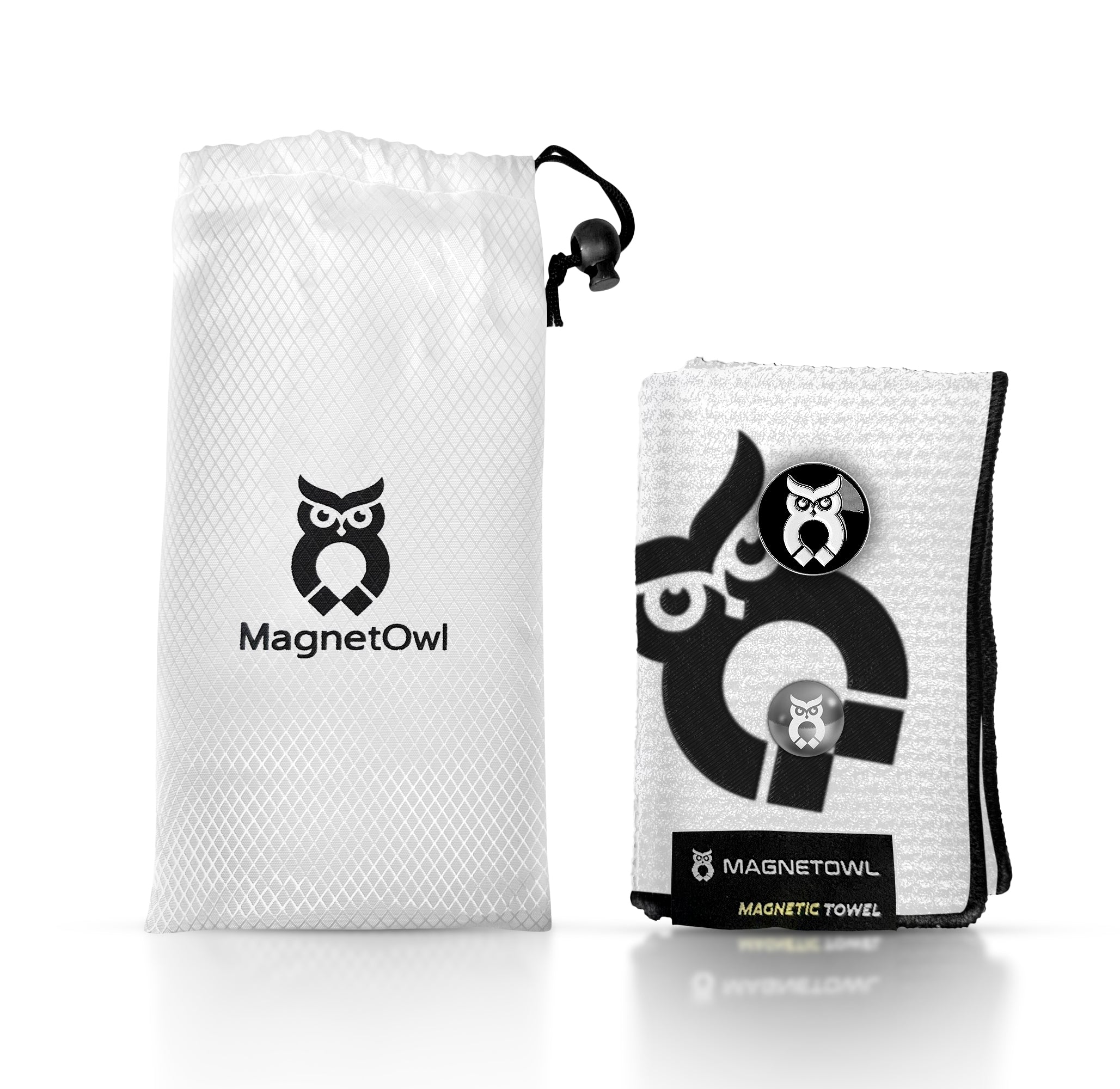 White MagnetOwl Golf Towel Kit